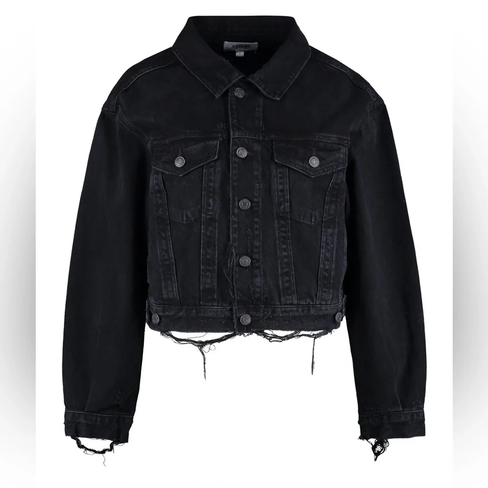 Agolde Shrunken Charli Denim Jean Jack in Distressed Black - Picture 2 of 10
